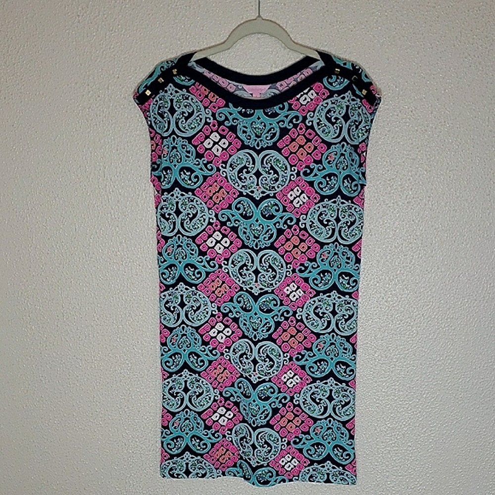 NWOT Lilly Pulitzer Rare Behind The Gate Robyn Mini Dress Pink Blue Retro Size S - Picture 3 of 13